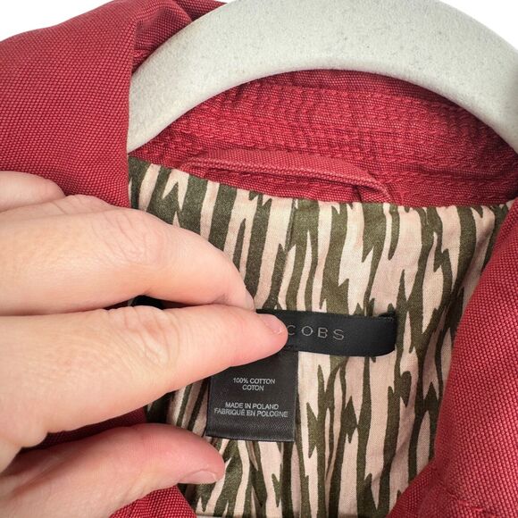Marc Jacobs Red Pea Coat Career Capsole Office 100% Cotton Womens Size Medium - Picture 5 of 6
